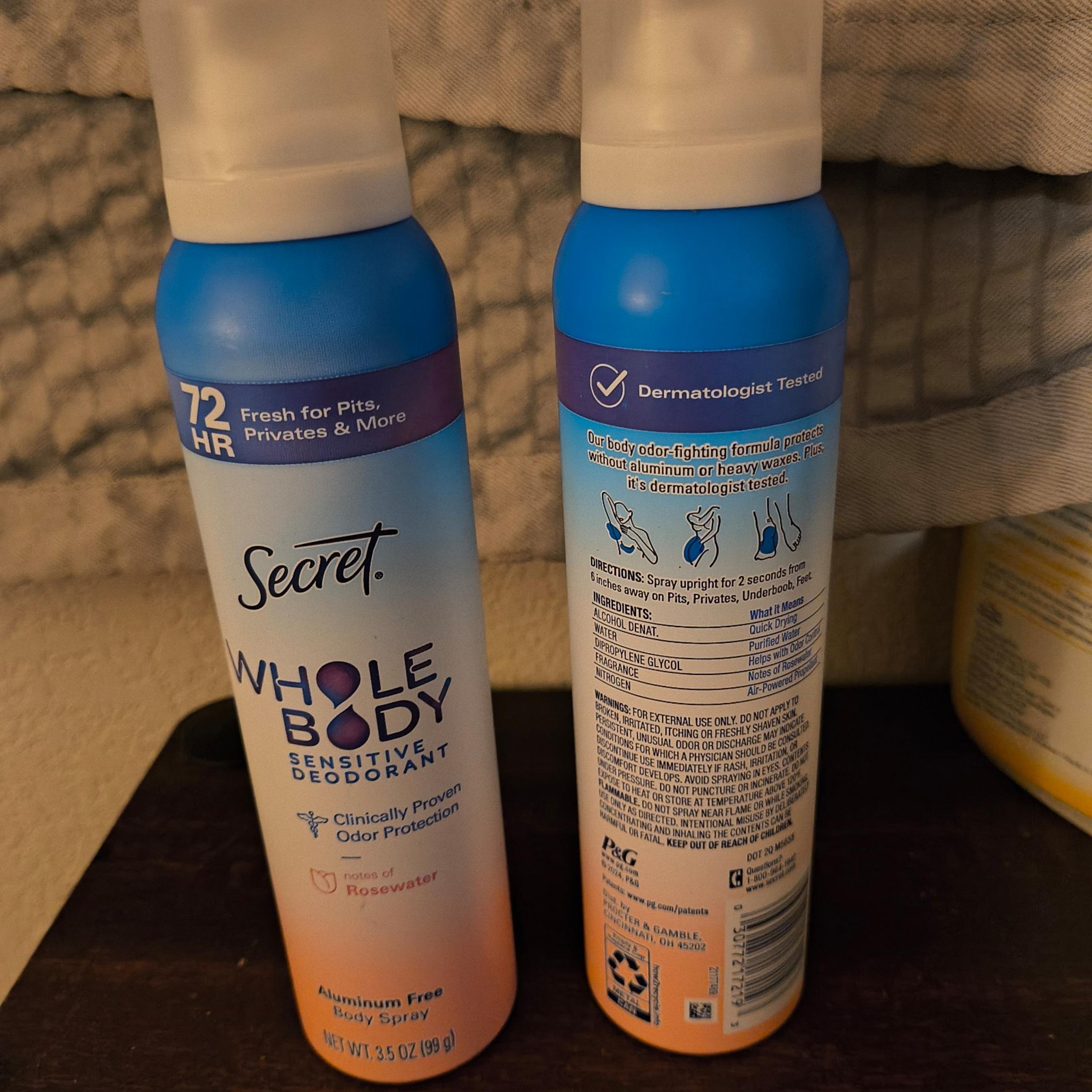 Secret Whole body spray deodorant womens