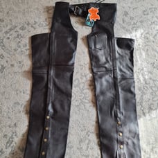 HIMALAYA MOTOR BROWN LEATHER CHAPS BIKE WEAR MOTORCYCLE SIZE XL NEW NWT