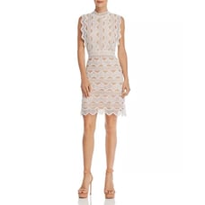 Lucy Paris White Scalloped Lace Sleeveless Sheath Mini Dress Size Medium