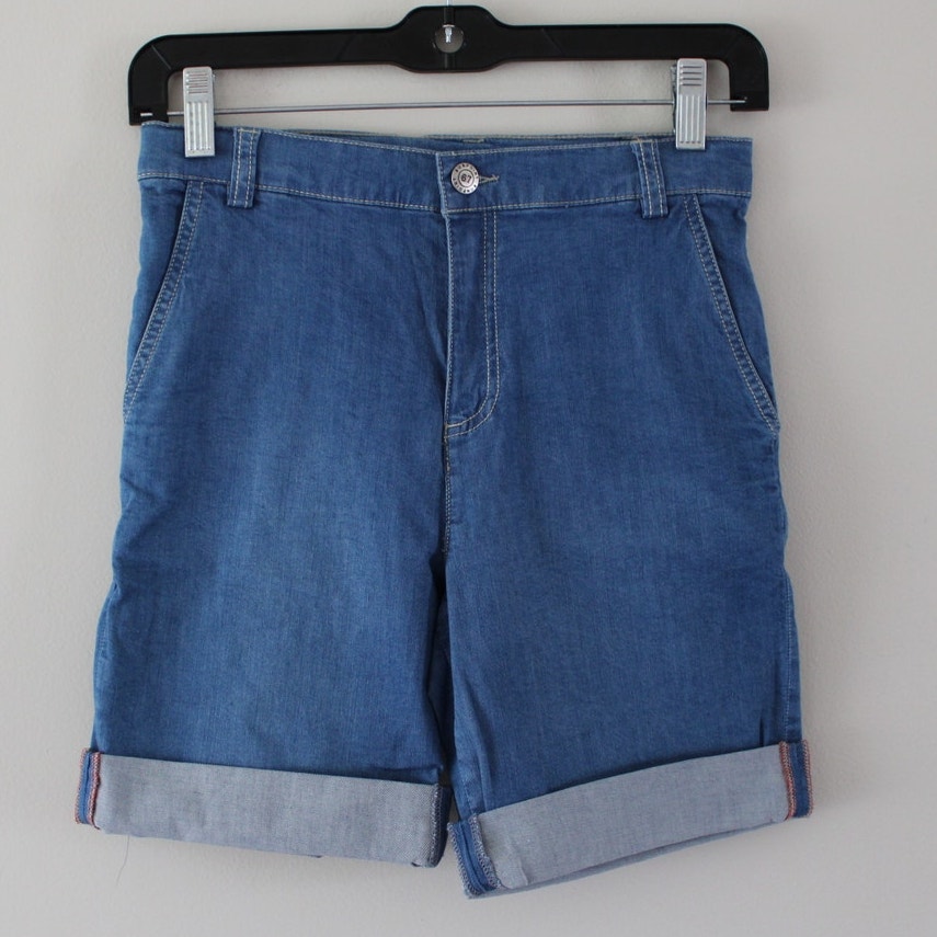 NWT Bonpoint Boys Elyas Cuffed Denim Jean Shorts Bermuda Length 12
