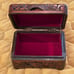 Carved Trinket Box-dark wood w/red felt