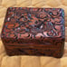 Carved Trinket Box-dark wood w/red felt