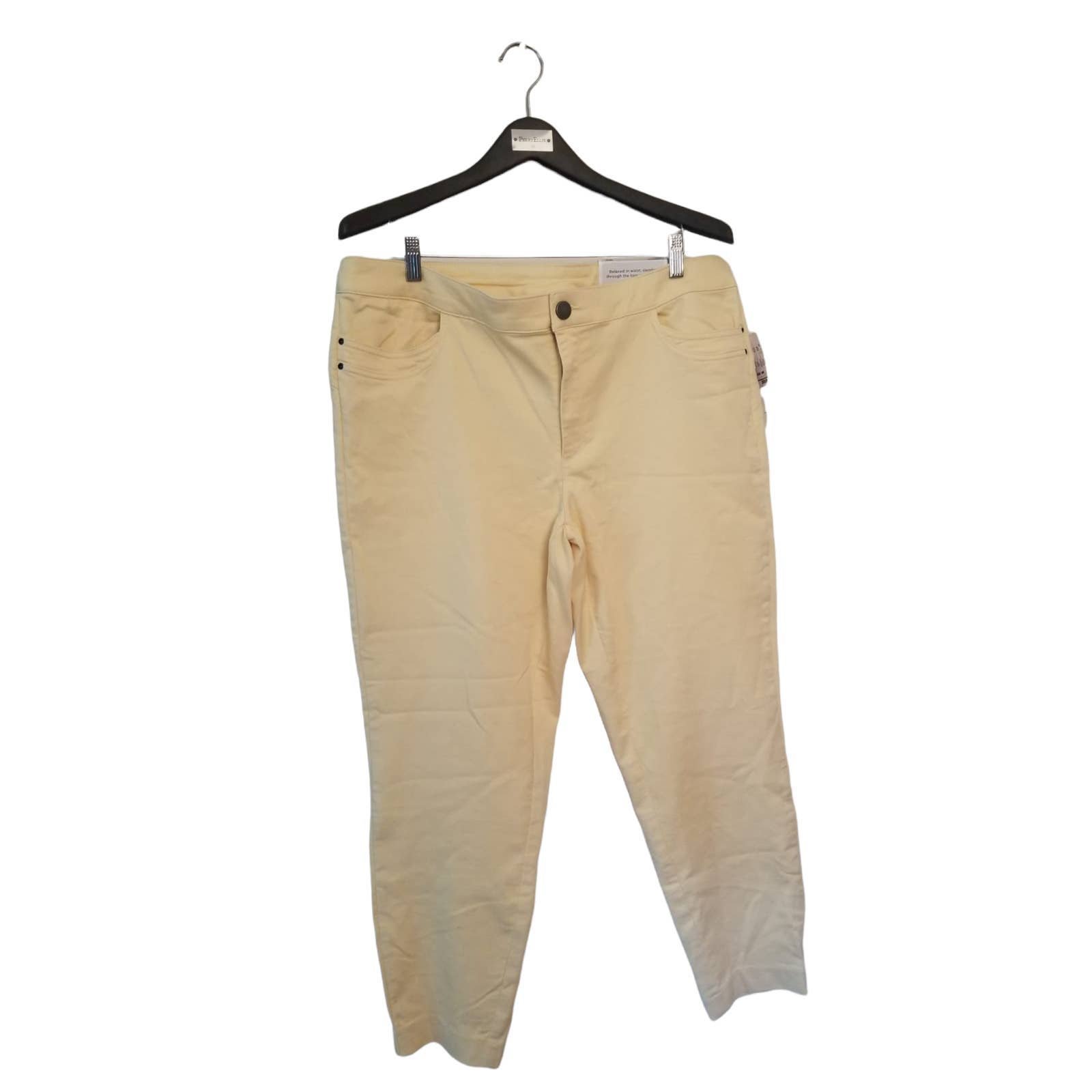 CJ Banks Women's Ankle Straight Fit Pants Size 16W (41/42) Inseam 27 in, Yellow
