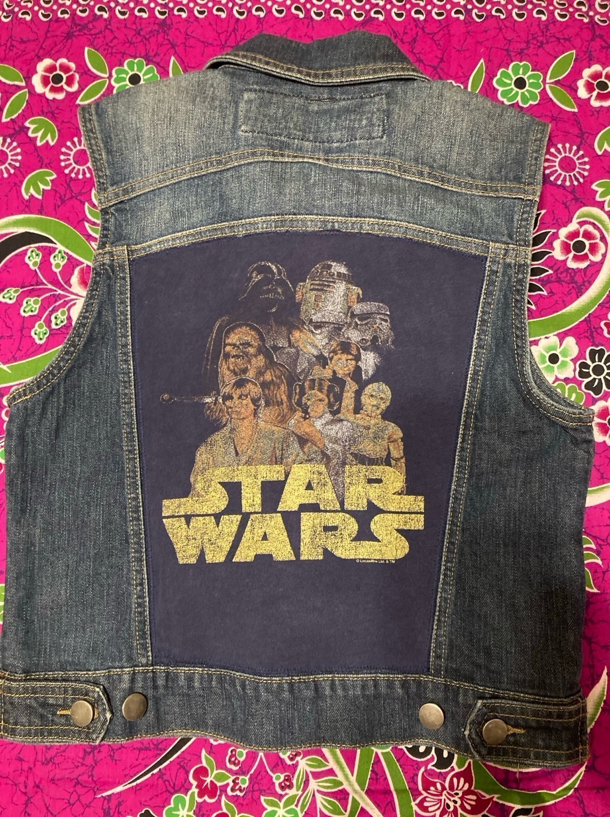 Mens S Denim Vest with Starwars