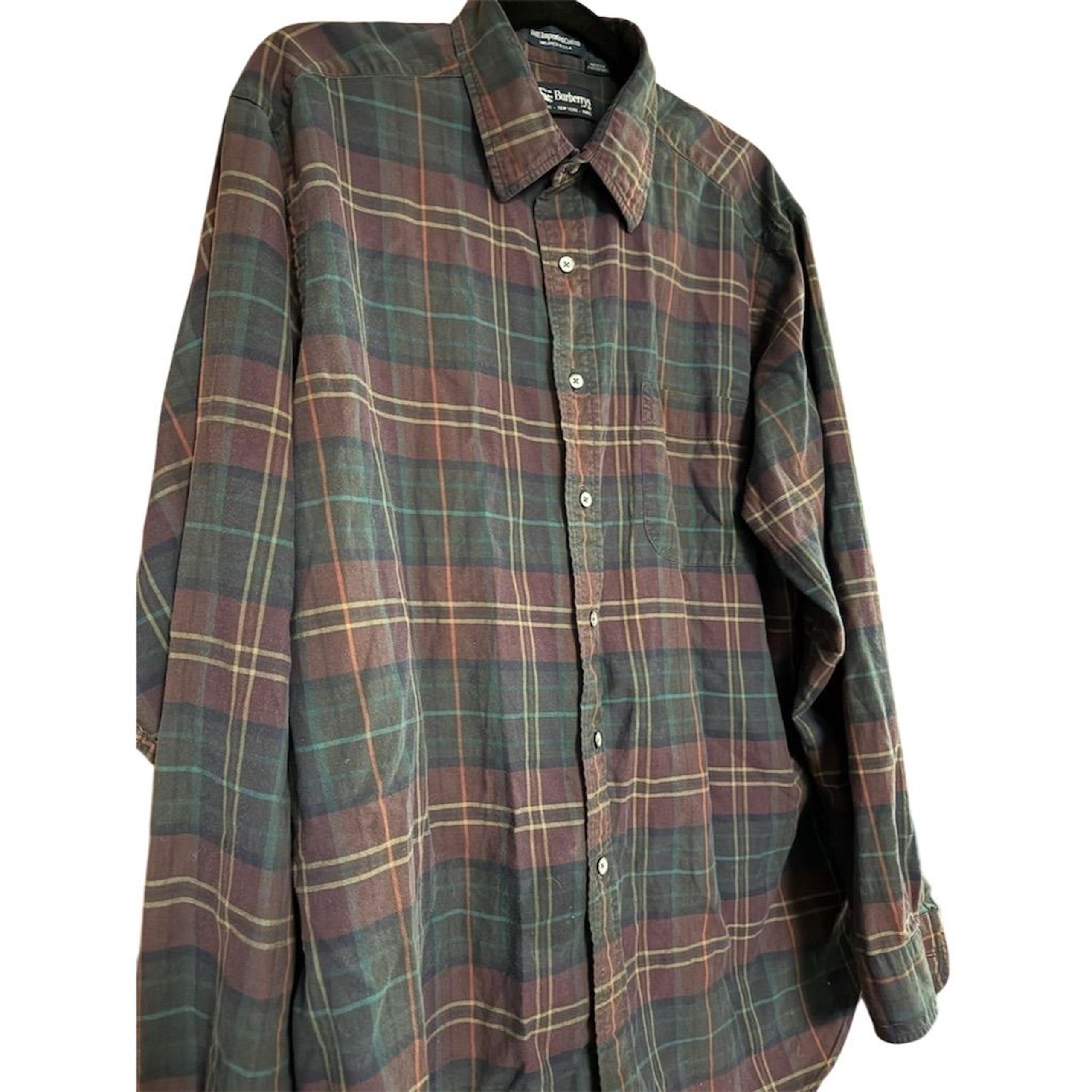 Vintage Burberrys Men's Plaid Button-Up Shirt Multicolor Size XL