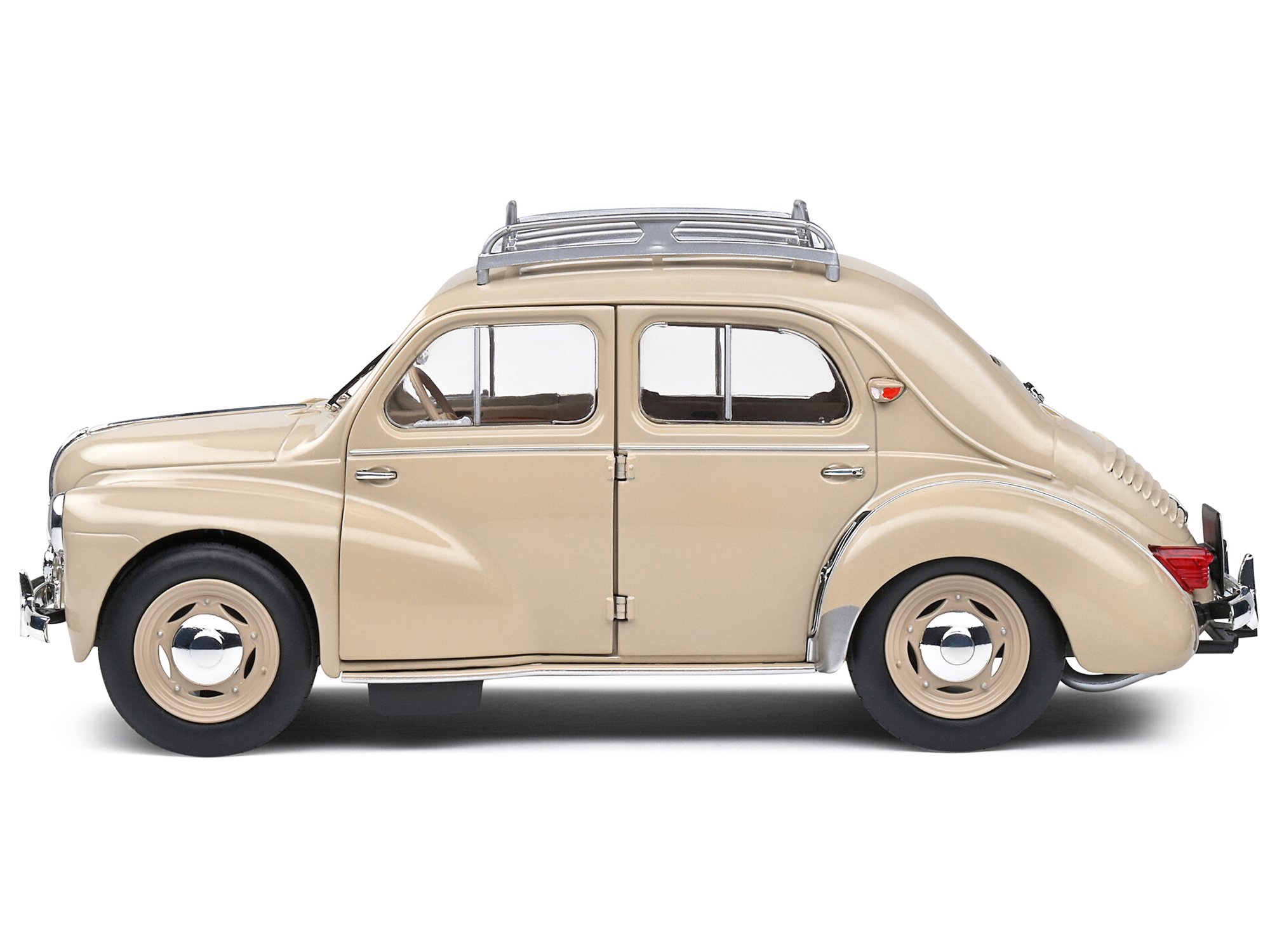 1956 Renault 4CV Beige Tourterelle with Roof Rack 1/18 Diecast Model Car by Soli