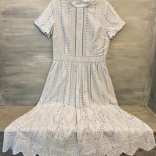 We are Kindred 100% Cotton Light Gray Eyelet Full Length Dress Size U.S. 8 LN
