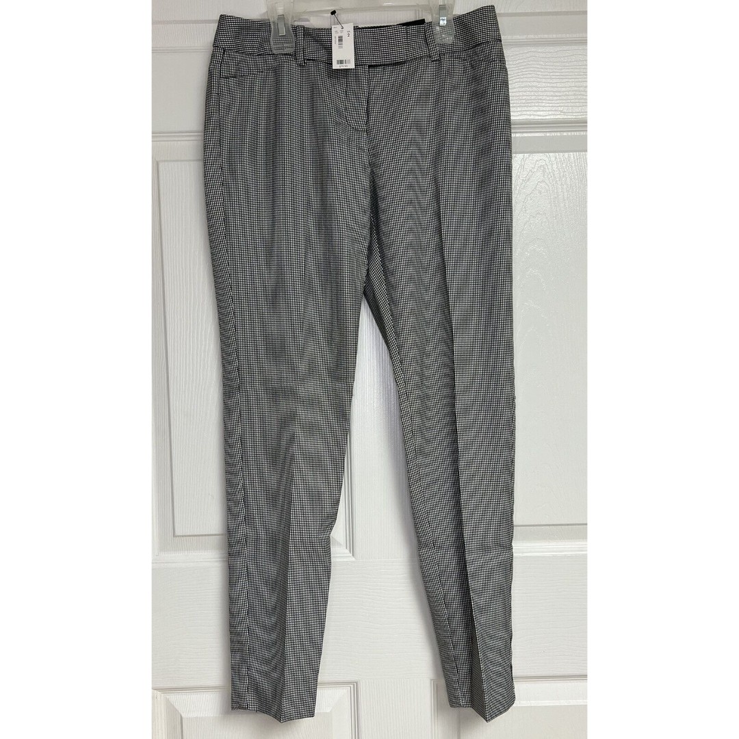 THE LIMITED Drew Fit Skinny Leg Houndstooth Print Pants Size 2 Black White NWT