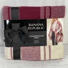 New Banana Republic Women's Dark Red & White Plaid Cashmere Blend Blanket Wrap S