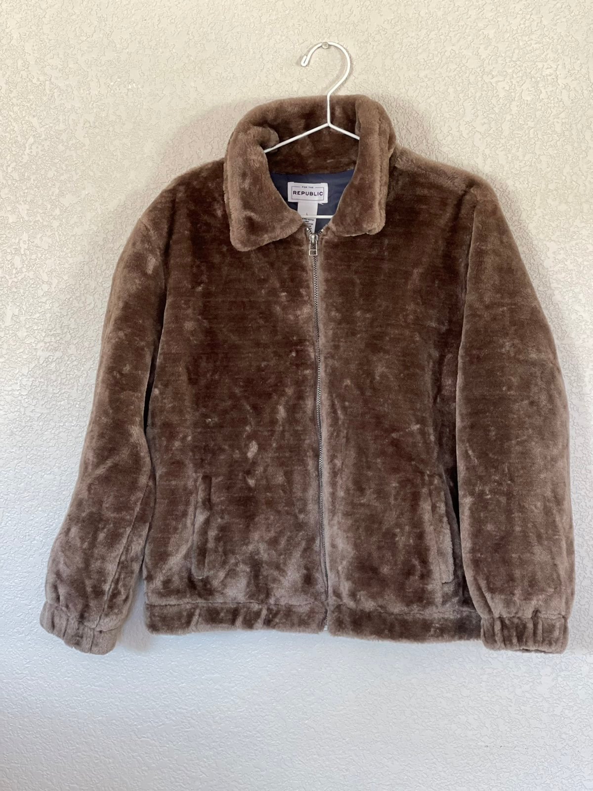 For the republic mocha bown faux fur
