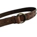 Sundance Brown Leather Belt Small Womens Brass O Ring Buckle Waist Woven 1.5in