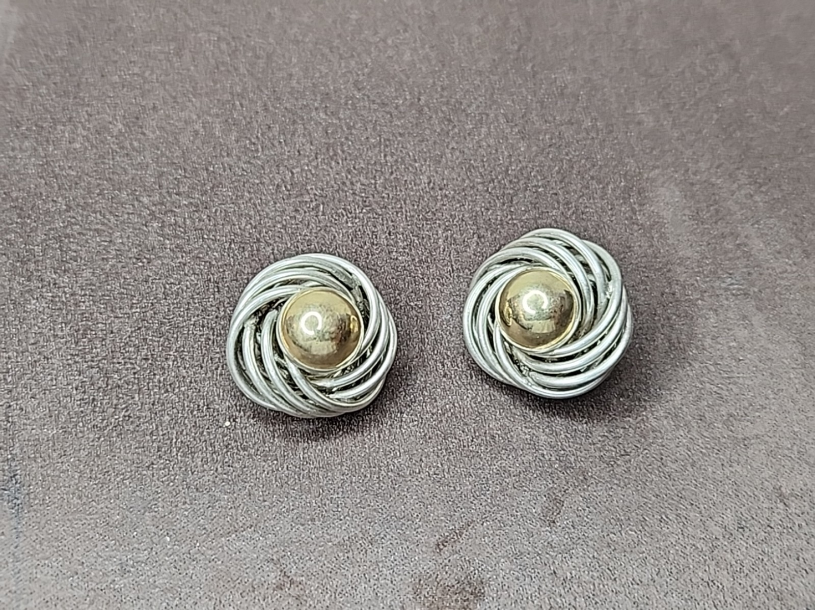 VINTAGE PETER BRAMS DESIGNS STERLING SILVER AND 14K YELLOW GOLD EARRINGS