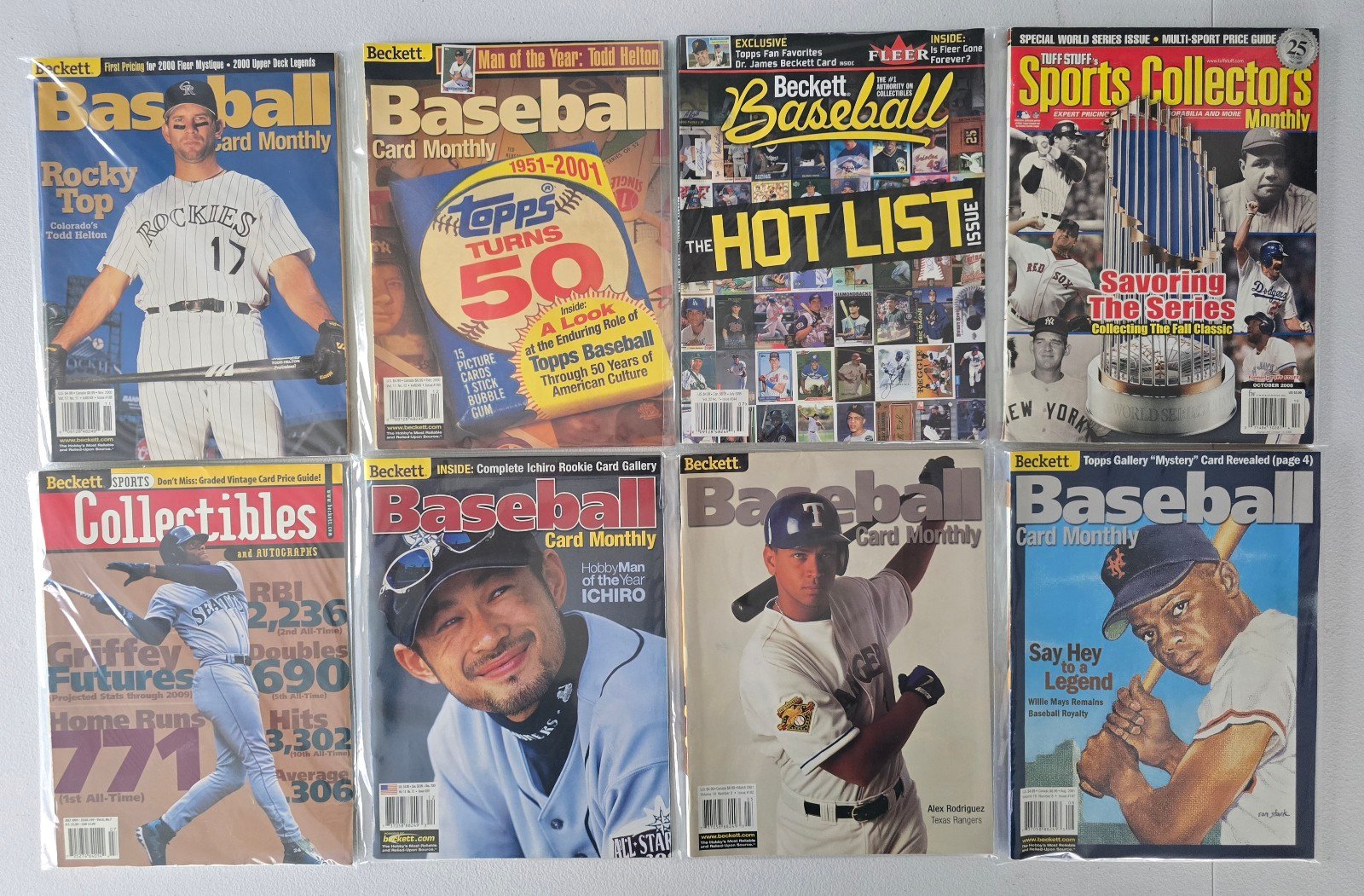Beckett Baseball Magazine Lot of 8 Magazines 90's & 2000's Griffey A Rod