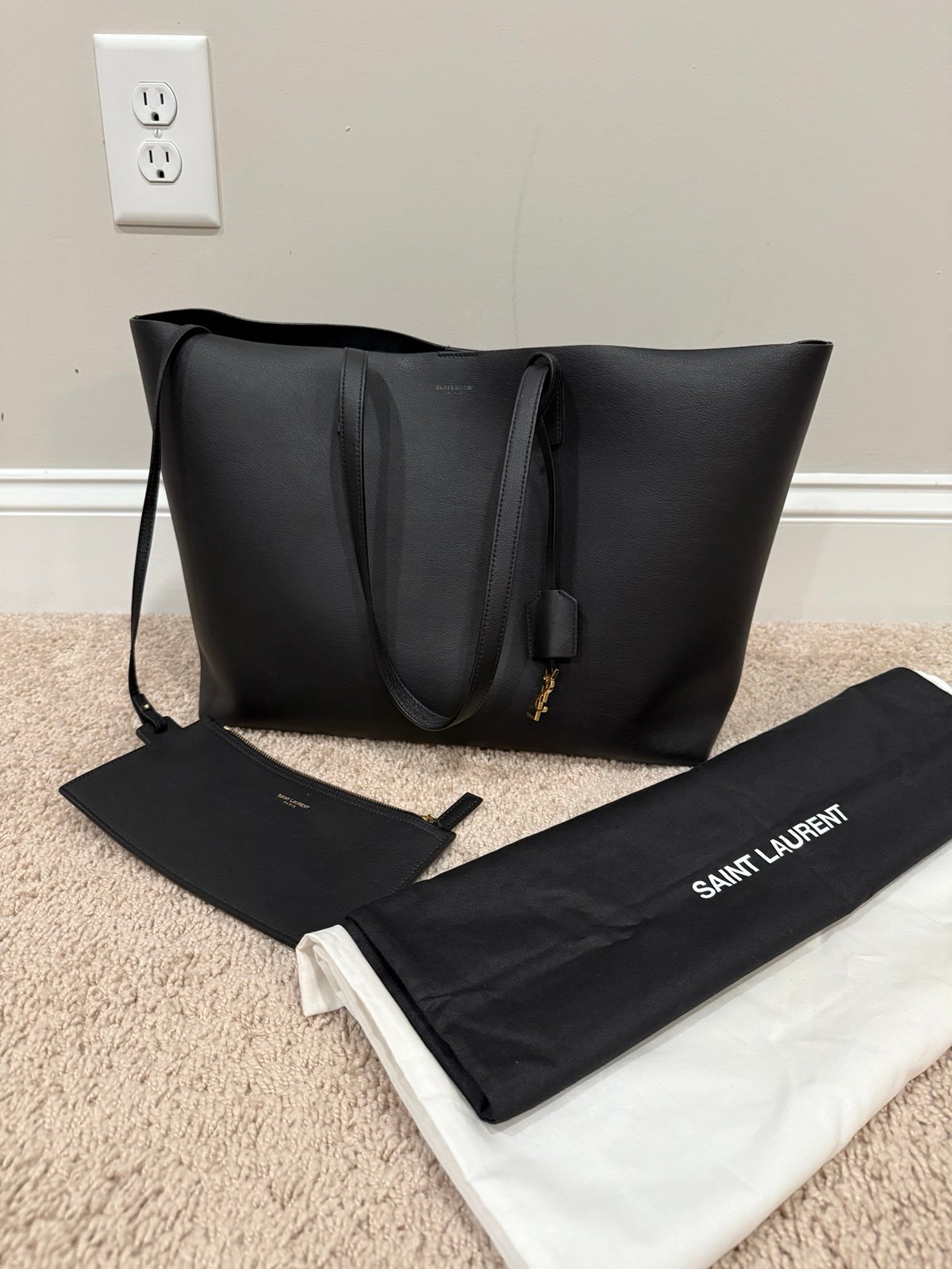 YSL Saint Laurent St. Laurent East West Shopping Tote Bag Black