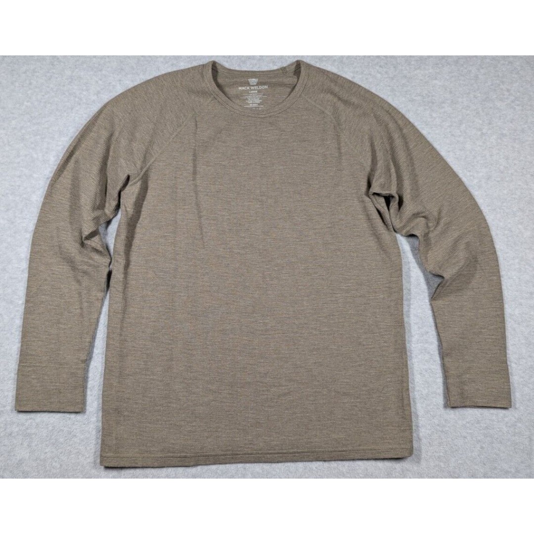 Mack Weldon Men Shirt Large Waffle Knit Thermal L/S Crewneck Modal Wool Pullover