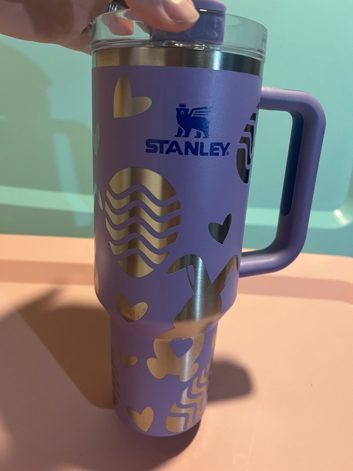 Stanley 40oz purple Easter engraved tumbler