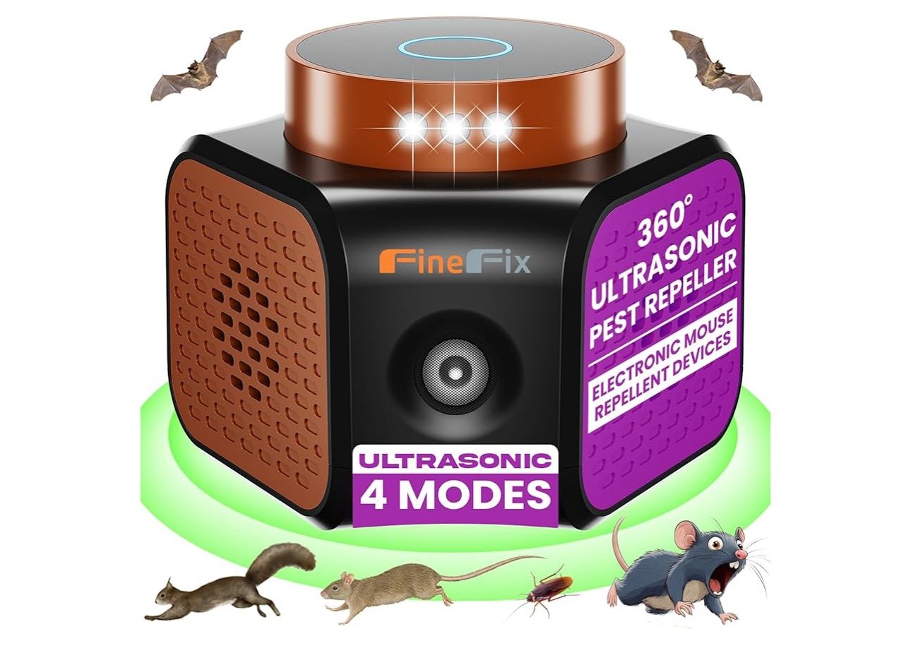 FineFix 360 Plug in Mouse Deterrent Ultrasonic Pest Repeller