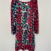 Diane Von Furstenberg Colorful Patterned Silk Shift Dress Long Sleeves Size 14