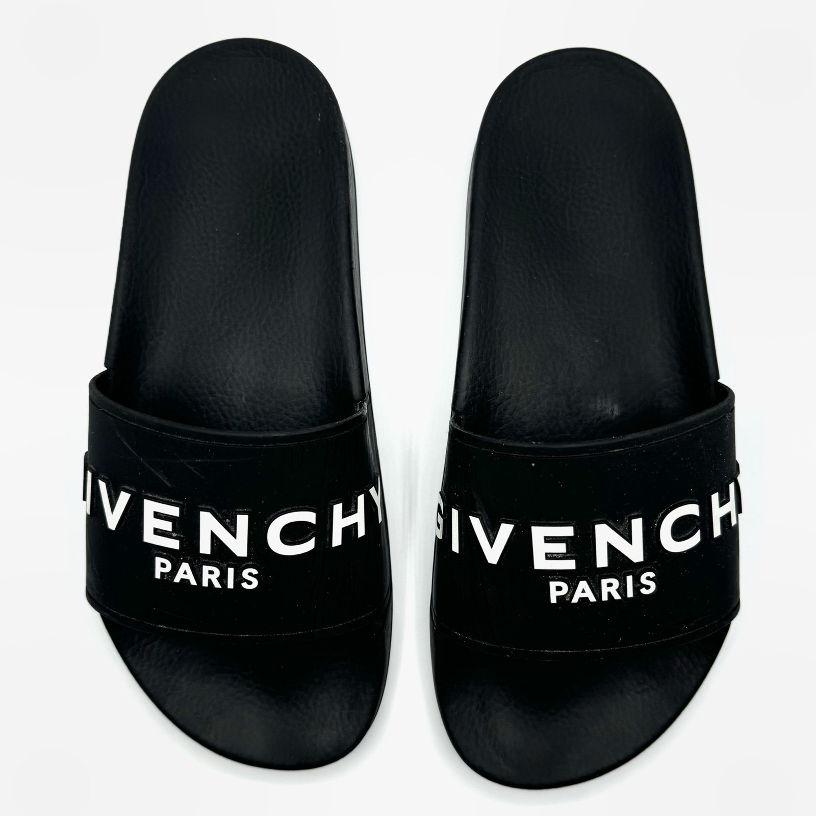 Givenchy Black & White Logo Pool Slides Sandals Shoes