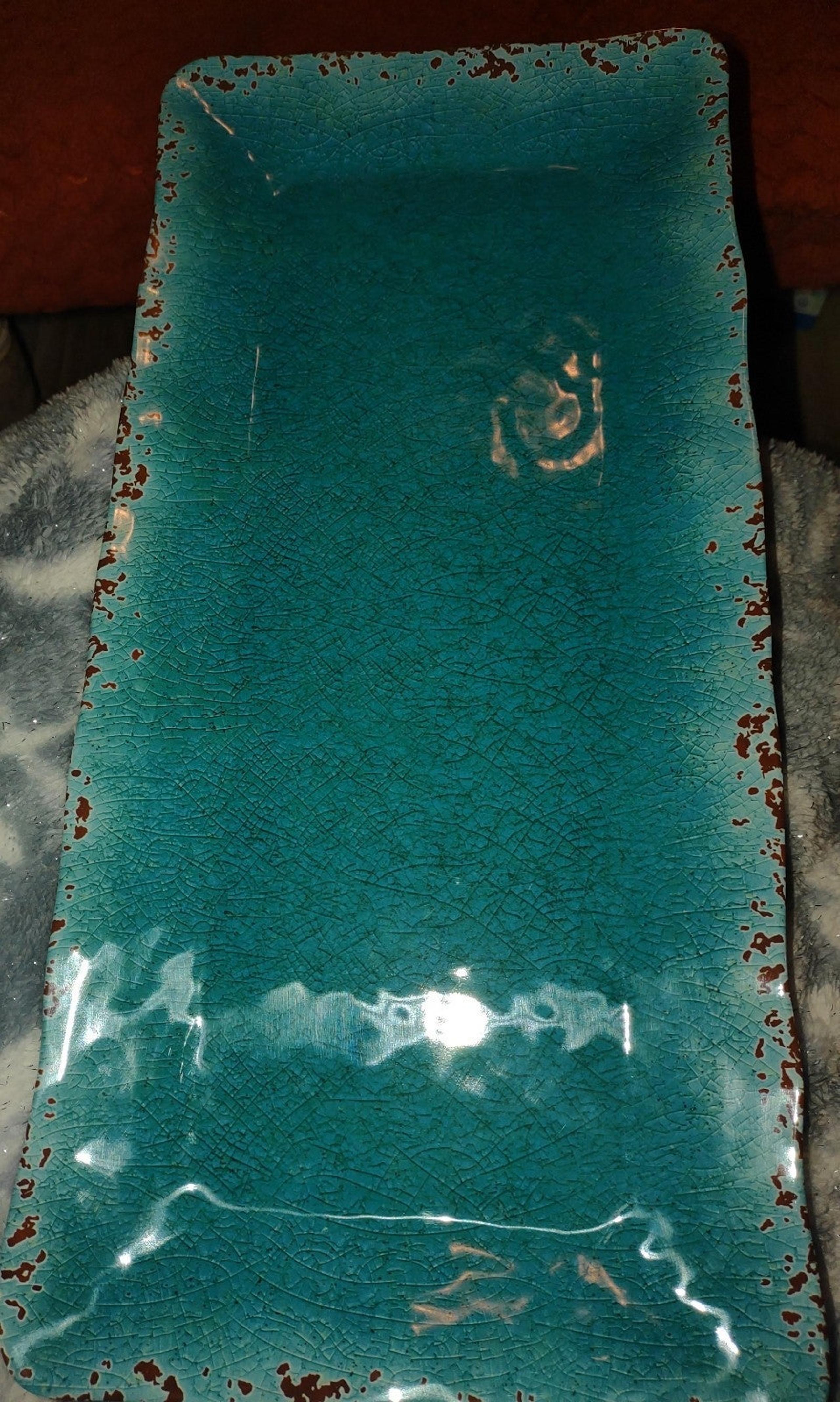 NEW PIER ONE TEAL MELAMINE LONG PLATTER.. HAVE LOTS MORE PIECES. WILL BUNDLE.