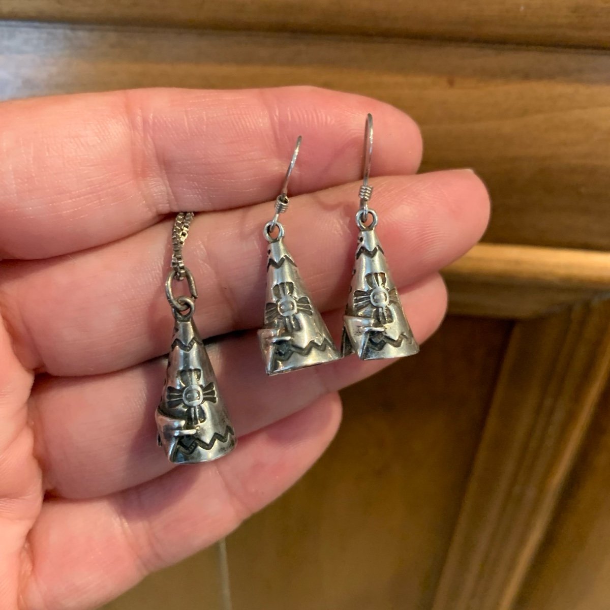 Fred Harvey era Teepee pendant and earrings set