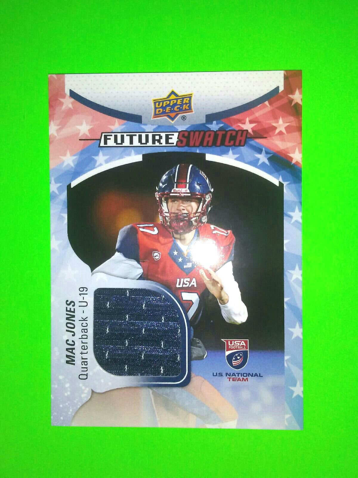 1ST RC MAC JONES ROOKIE JERSEY PATCH UD UPPER DECK 2017 ROY ALABAMA CRIMSON TIDE
