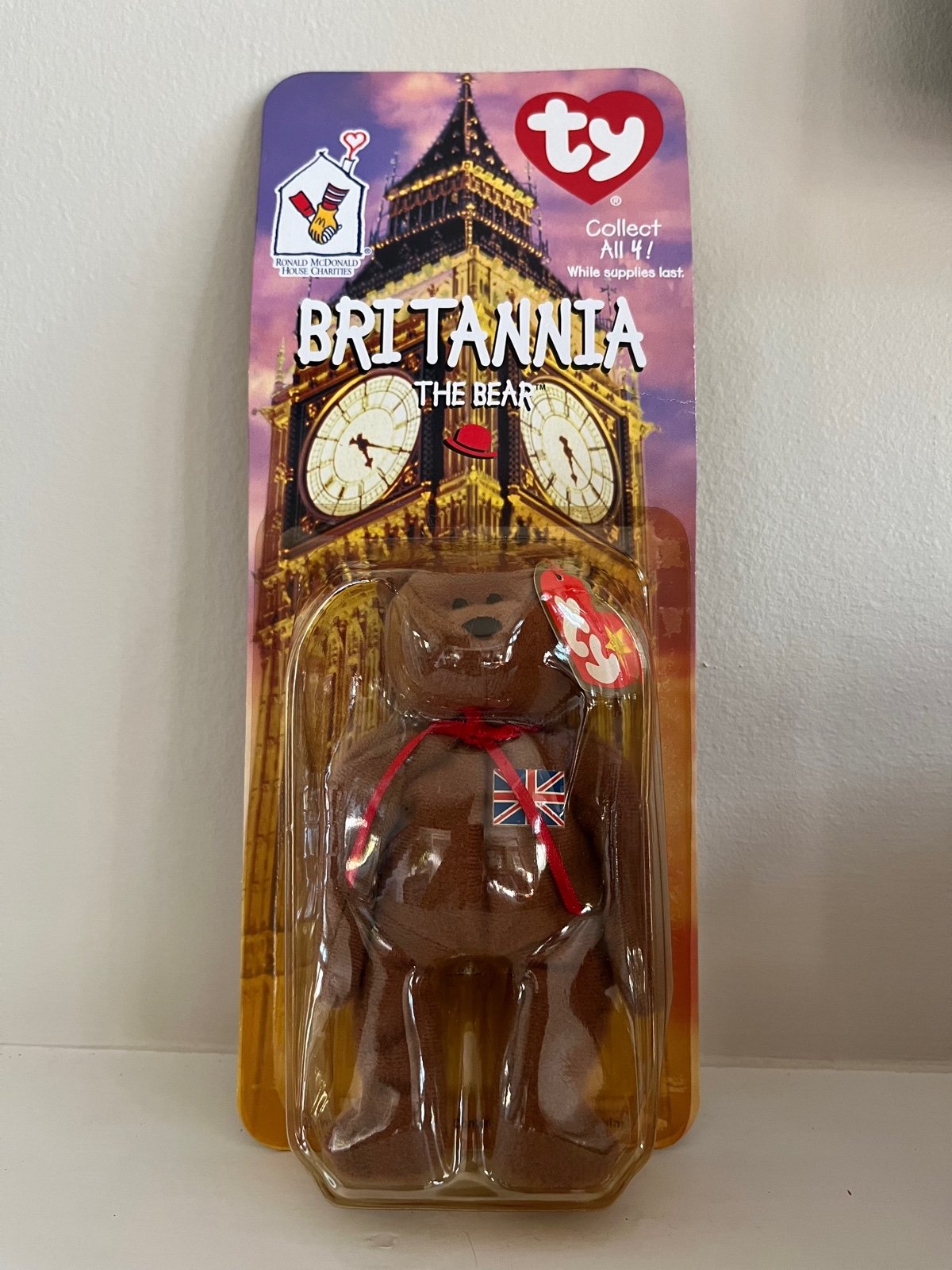 RARE Britannia The Bear Teenie Beanie w/ 2 ERRORS