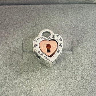 Pandora Two-tone Padlock Splittable Heart Charm