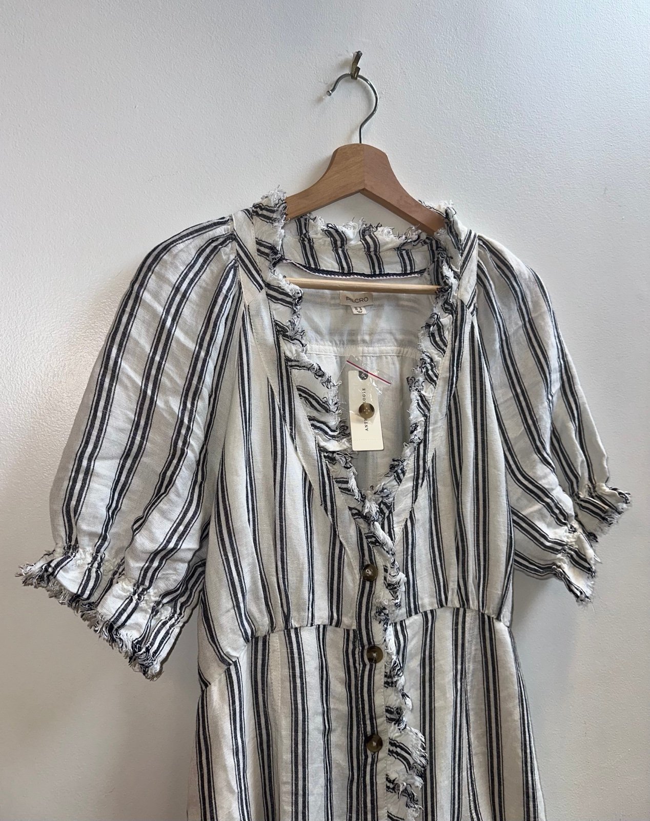Anthropologie Pilcro Ruffle Collar Buttondown Dress Size 14