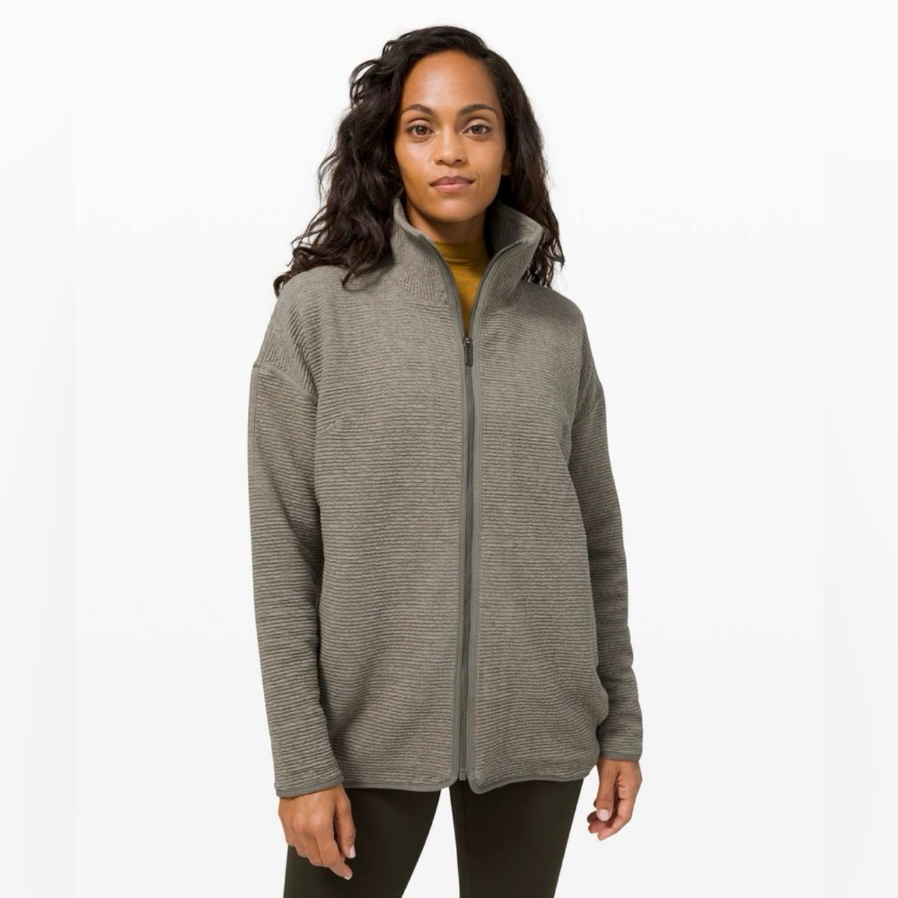 Lululemon Peaceful Moments Full Zip Sweatshirt Women’s Large Heathered Grey Sage
