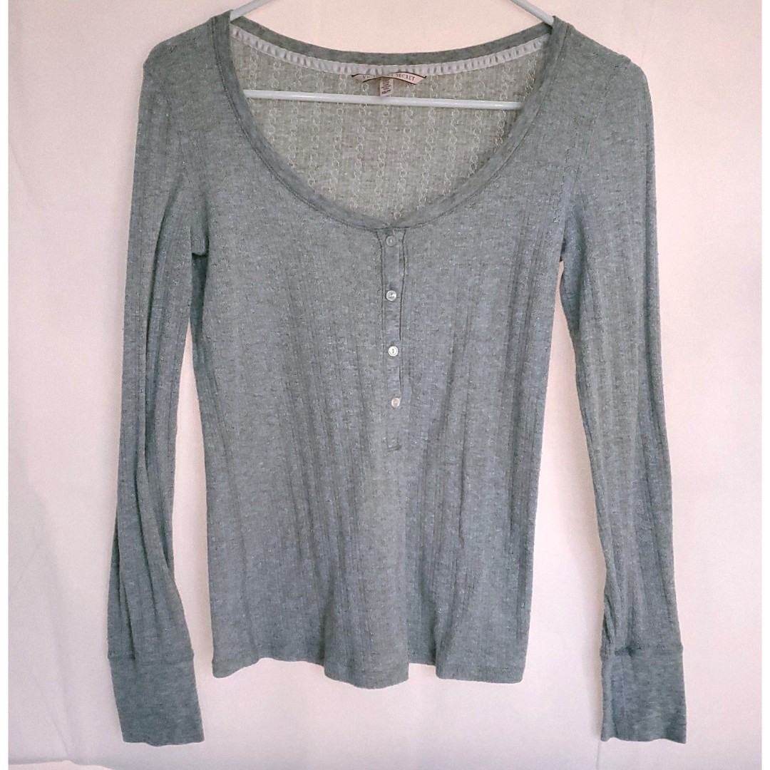 Y2K Victoria's Secret Pink Label Heather Gray Button Henley Bella Swan XS