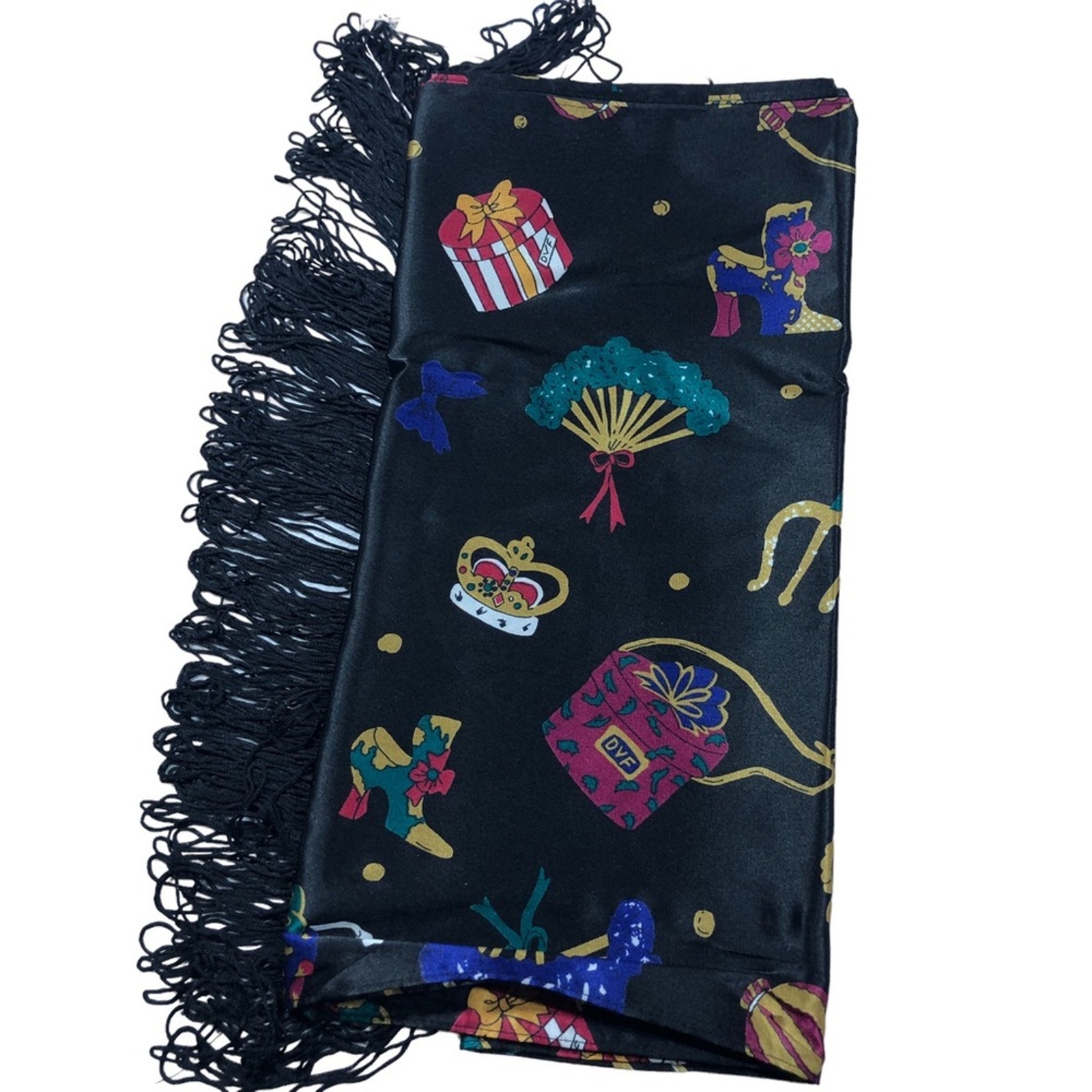 Diane Von Furstenburg NWT holiday treasures fringed scarf
