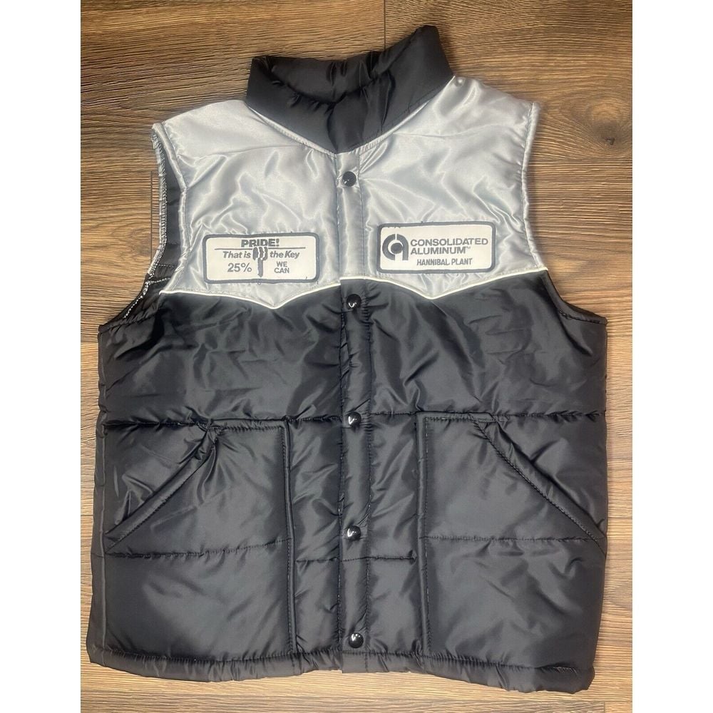Vintage Swingster Black And Gray Puffer Vest Mens Medium Consolidated Aluminum