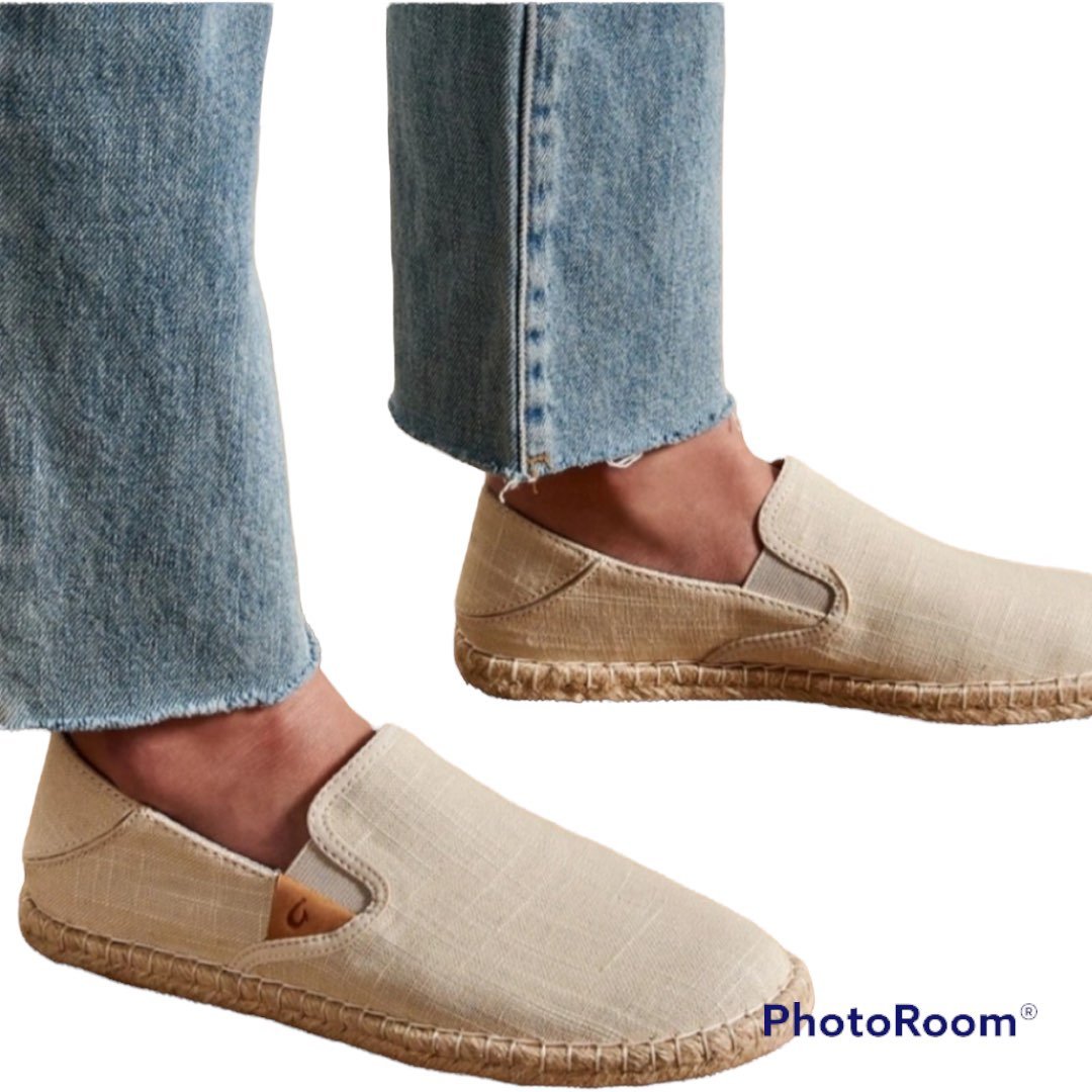 NEW Olukai Kaula Pa'a Kapa Linen Espadrille Flats