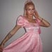Sugar Thrillz Pink Brocade Puff Sleeve Babydoll Pastel Swifty inspired M Dress
