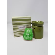 SCENTSY MID-SIZE WAX WARMER GREEN GREENWICH WITH BOX & DIVOT WAX MELT RETIRED