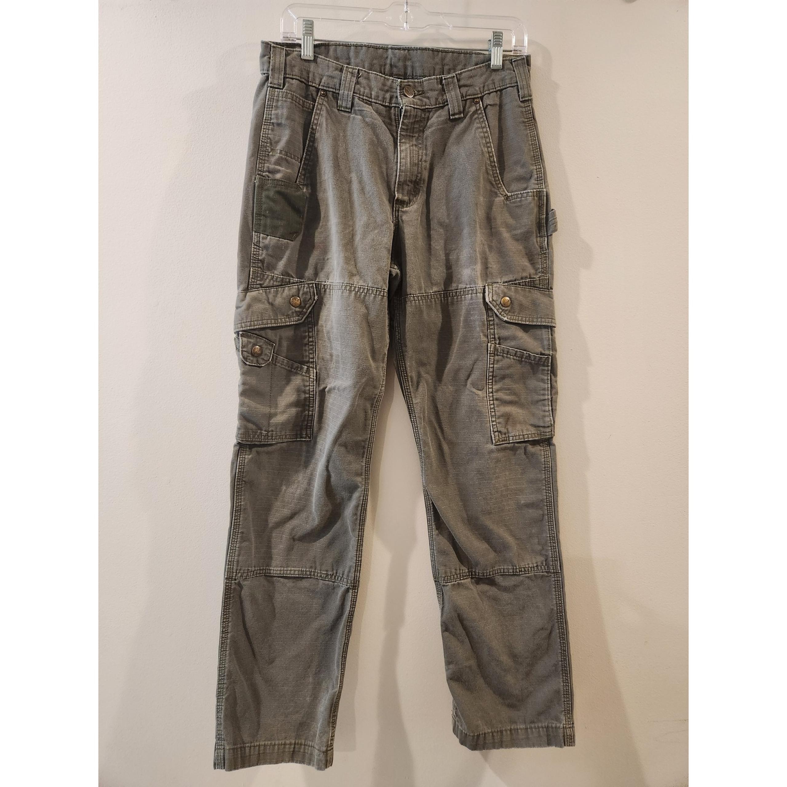 Carhartt Ripstop Cargo Pants Workwear Utility Carpenter Olive Gray Size 31 x 32