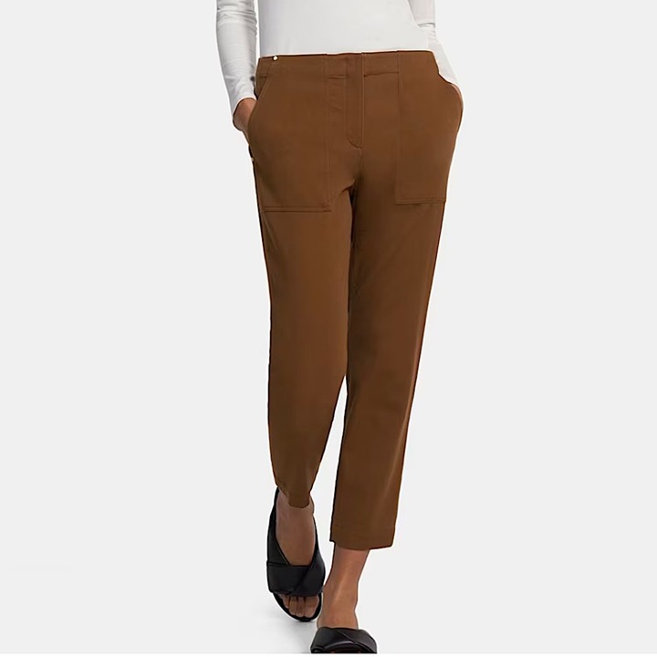 Theory Treeca Pant Cotton Twill Cedar Brown 8