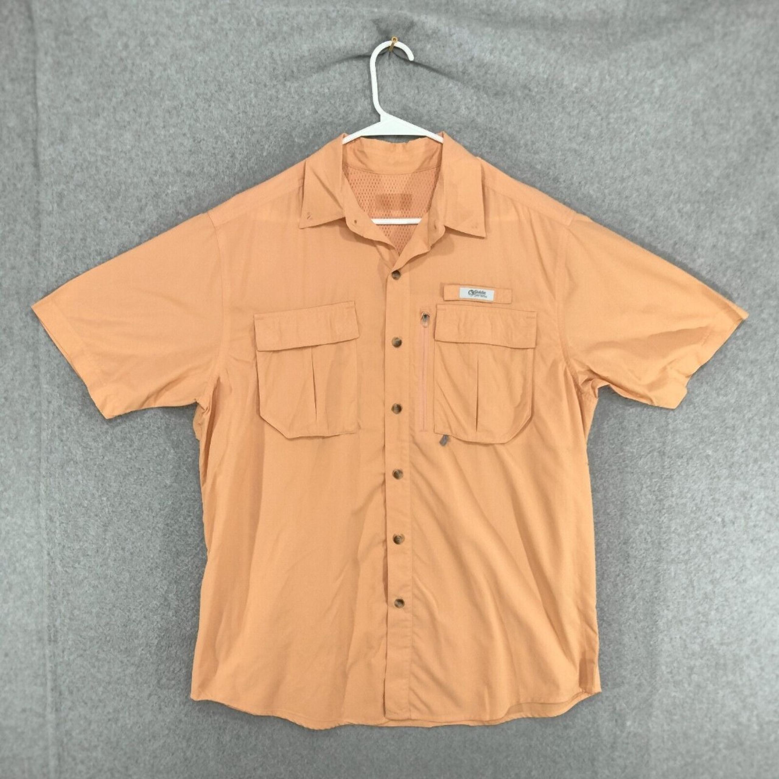 Gander Mountain Button Down Shirt Mens Size L Orange Vented Guide Series Fishing
