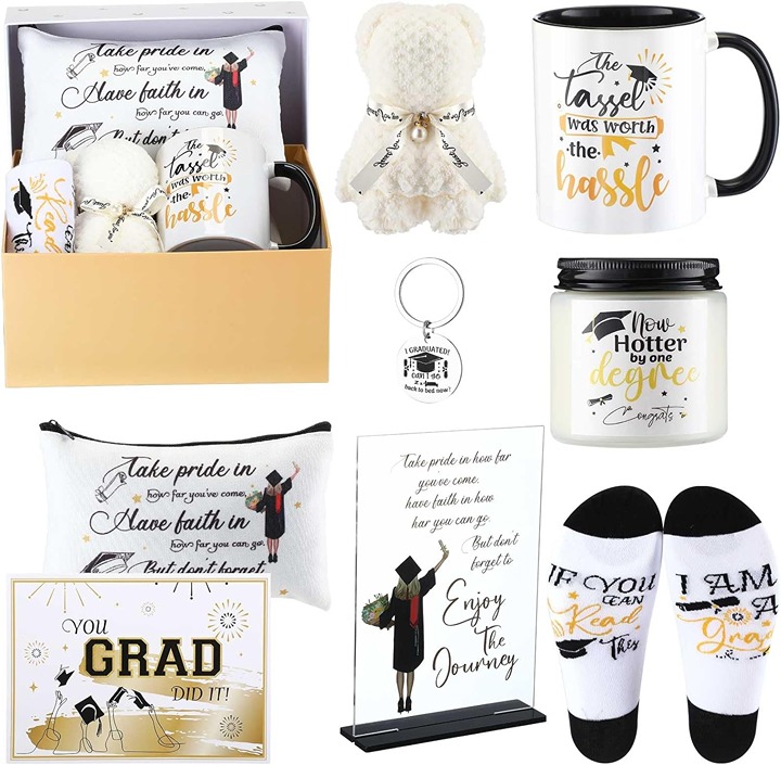 8 Pcs Graduation Gifts Set for Her 2024, Congrats Grad Gift Set Include Coffee