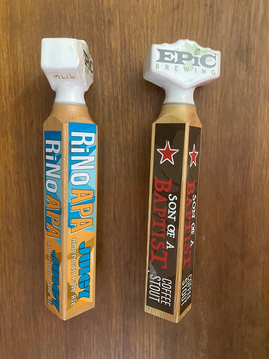 Epic Brewing Company Denver Colorado beer tap handles RiNo APA Coffee Stout brew