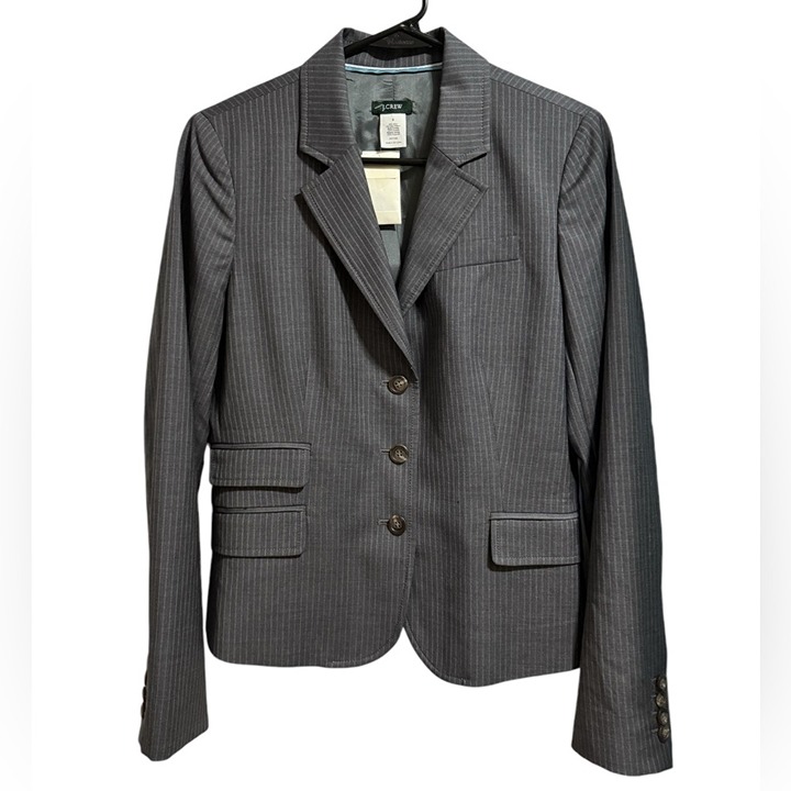 J.Crew Wool Grey Striped Blazer Size 8