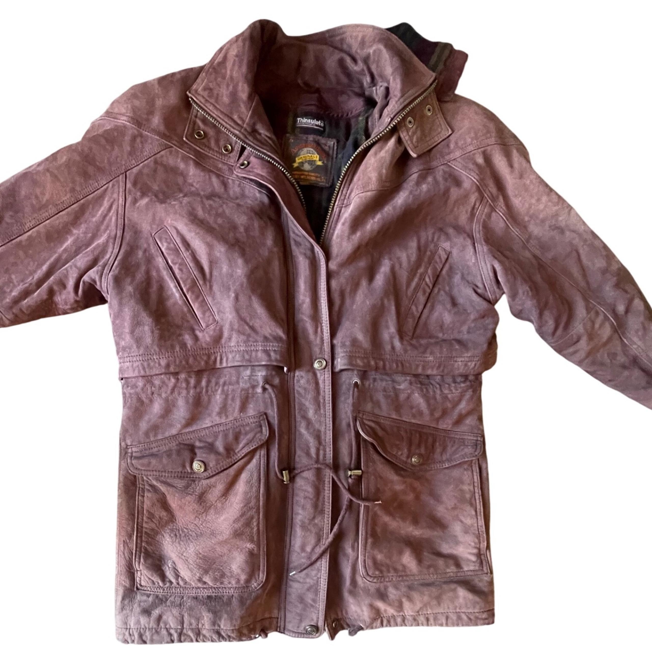 Adventure Bound Wilson Leather Suede Jacket Hooded Thinsulate Insulated Coat