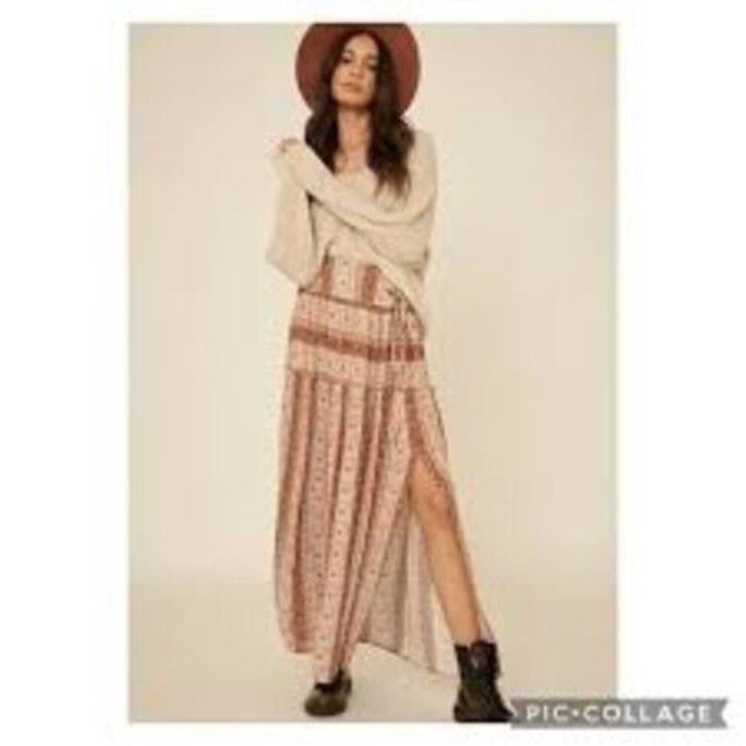 Promesa Womens Boho Chic Bohomain Maxi Dress Large Multicolor Off Shoulder
