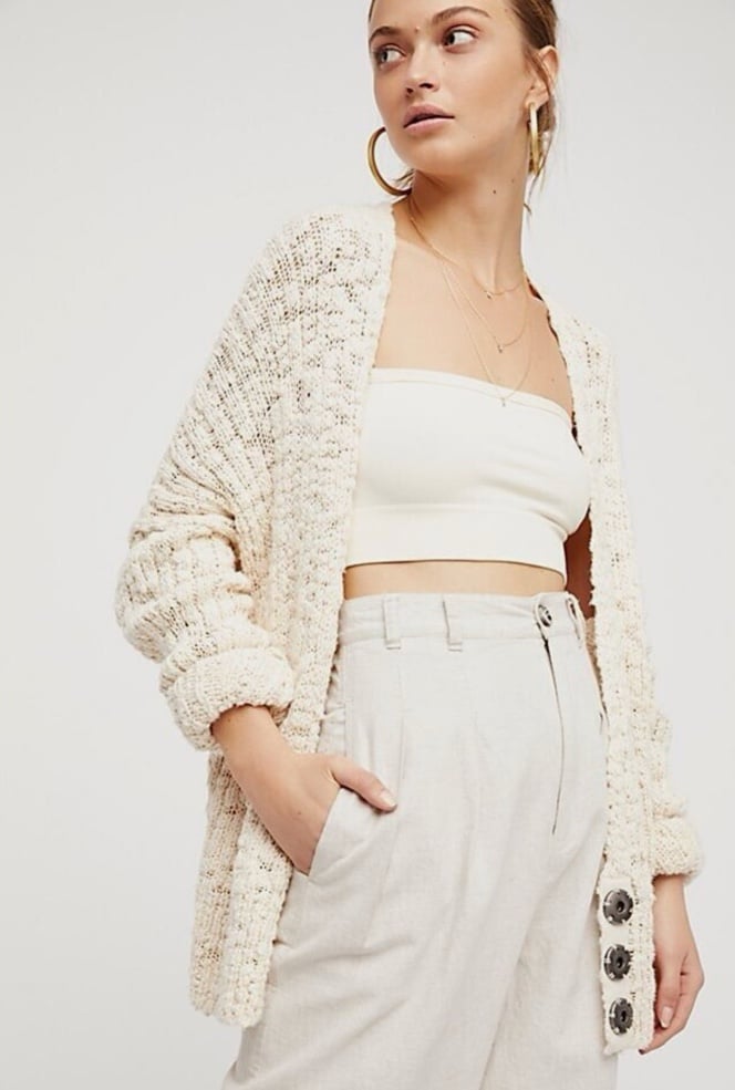 Free People Cream Fun Times Knit Cardigan Sweater size medium