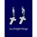 White Finish Dangle Hoop Cross Earrings