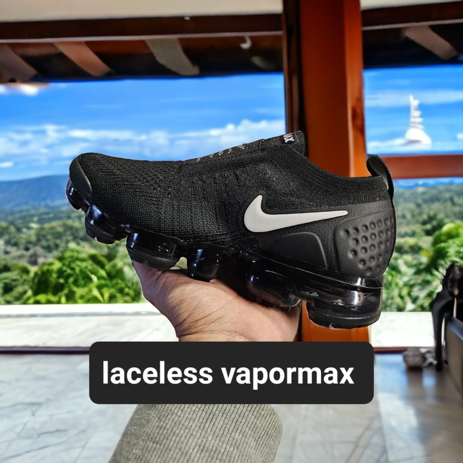 Nike air max vapormax laceless black white women sneakers size 7