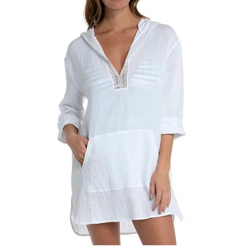 La Blanca Seaside Covers Cotton Gauze Hooded Tunic Swim Cover Up