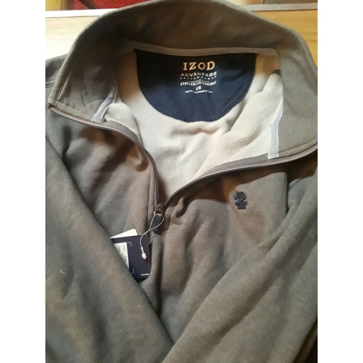 Izod Advantage Performance 1/4 Zip Sweater Stretch/Extensible, Gray, Men's L NWT