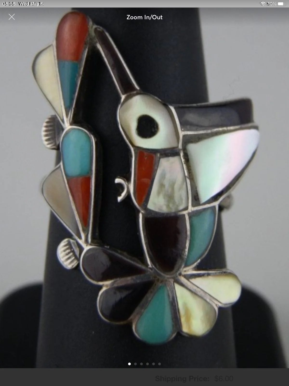 Howard Esalio Zuni Hummingbird Ring